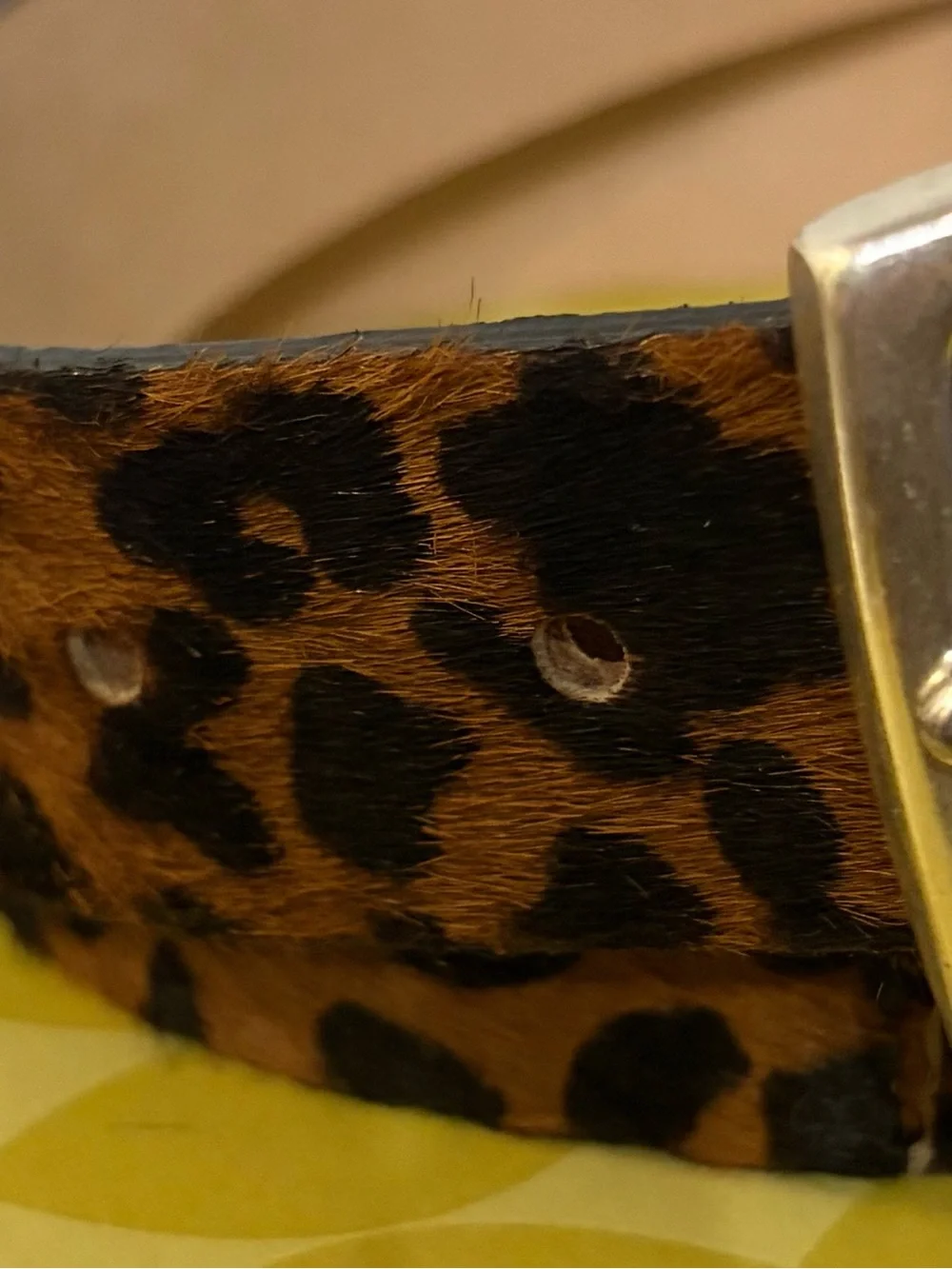 Rag & Bone Leopard Print Haircalf Belt with Silver Buckle Sz S